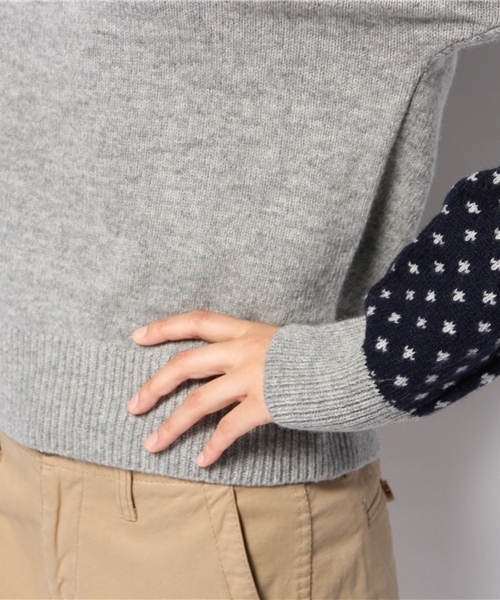 BEAMS BOY（ビームスボーイ）の「□BEAMS BOY / 5ゲージ 袖フェアアイル Vネック（ニット/セーター・レディース・ライトグレー/ブラウン/ネイビー・ONE SIZE）」の8枚目の写真