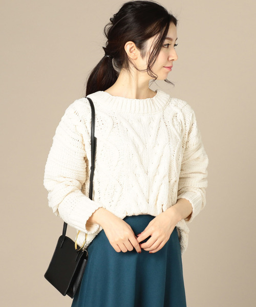 Doux archives（ドゥアルシーヴ）の「ケーブルモールニット（ニット/セーター・レディース・ネイビー/グレー/アイボリー・FREE）」の2枚目の写真