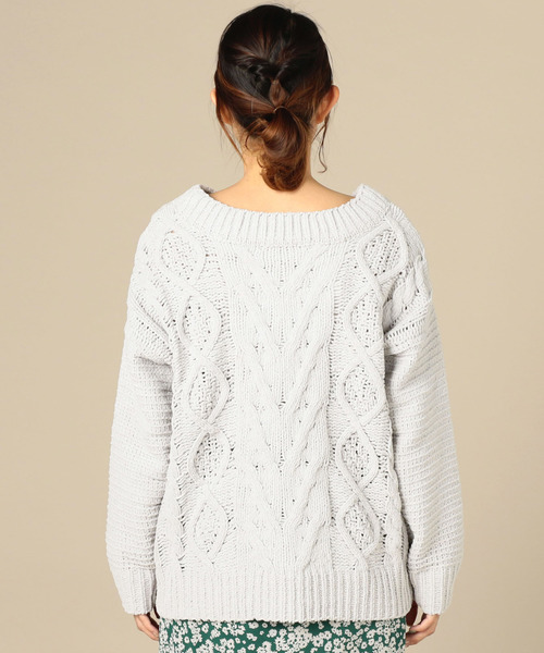 Doux archives（ドゥアルシーヴ）の「ケーブルモールニット（ニット/セーター・レディース・ネイビー/グレー/アイボリー・FREE）」の6枚目の写真