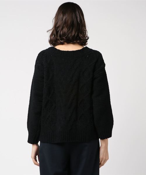 Doux archives（ドゥアルシーヴ）の「ケーブルモールニット（ニット/セーター・レディース・ネイビー/グレー/アイボリー・FREE）」の5枚目の写真