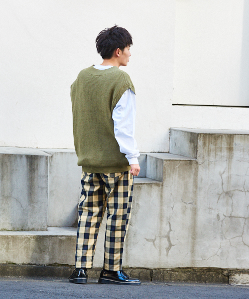 kutir（クティール）の「チェックワイドテーパードパンツ（その他パンツ・メンズ・ベージュ/ライトベージュ/ホワイト系その他/ブラック系その他/グレー系その他/ブラウン系その他・SMALL/MEDIUM/LARGE）」の21枚目の写真