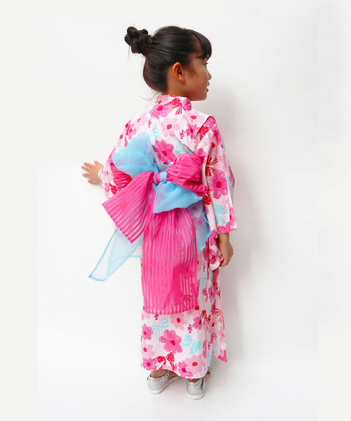 KP DECO（ケーピーデコ）の「フラワー＆リボンプリント サンドレス浴衣（浴衣・キッズ・ピンク/ブルー・120cm/130cm/110cm）」の6枚目の写真