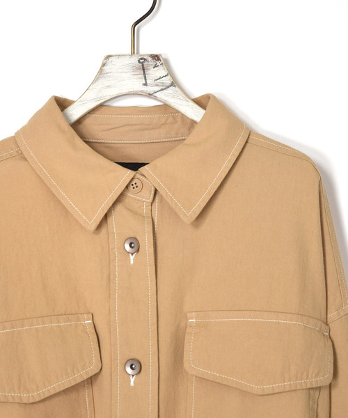 w closet(ダブルクローゼット)の「ビッグシルエットコットンツイルシャツ(シャツ/ブラウス・レディース・キナリ/ベージュ/ケミカルウォッシュ・FREE)」の9枚目の写真