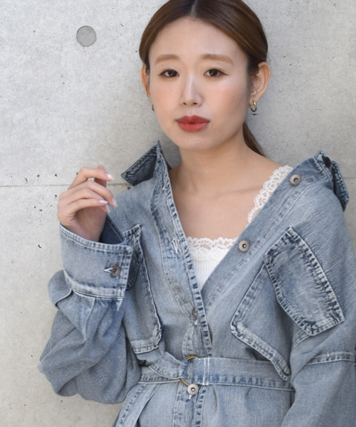 w closet(ダブルクローゼット)の「ビッグシルエットコットンツイルシャツ(シャツ/ブラウス・レディース・キナリ/ベージュ/ケミカルウォッシュ・FREE)」の14枚目の写真