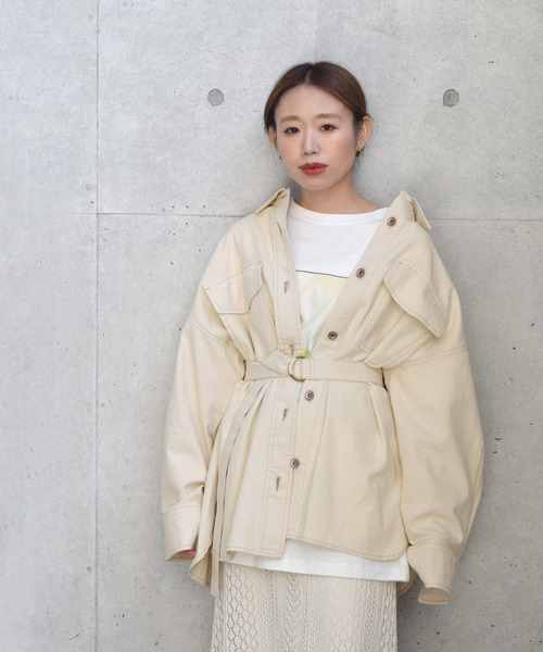 w closet(ダブルクローゼット)の「ビッグシルエットコットンツイルシャツ(シャツ/ブラウス・レディース・キナリ/ベージュ/ケミカルウォッシュ・FREE)」の11枚目の写真