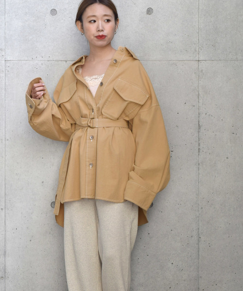 w closet(ダブルクローゼット)の「ビッグシルエットコットンツイルシャツ(シャツ/ブラウス・レディース・キナリ/ベージュ/ケミカルウォッシュ・FREE)」の20枚目の写真