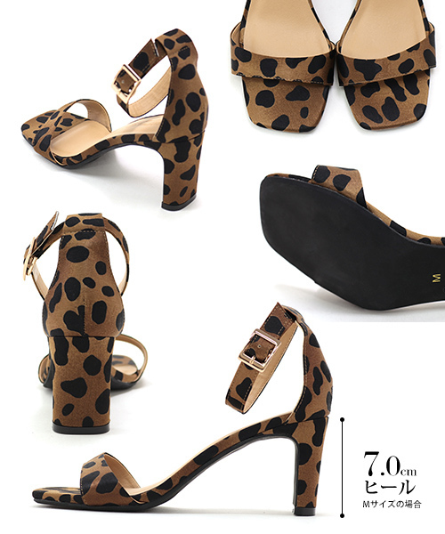SESTO（セスト）の「スクエアチャンキーヒールのアンクルストラップサンダル（サンダル・レディース・ブラック/パイソン/レオパード/グレイッシュベージュ/シルバー/アイボリー・LL/S/M/L）」の11枚目の写真