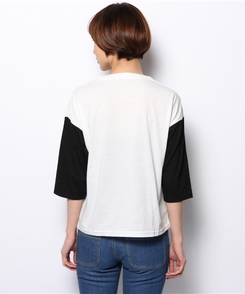 WEGO(ウィゴー)の「WEGO/ワッペン切替7分袖Tシャツ(Tシャツ/カットソー・レディース・ホワイト系その他/グリーン/ネイビー/オフホワイト・FREE)」の7枚目の写真