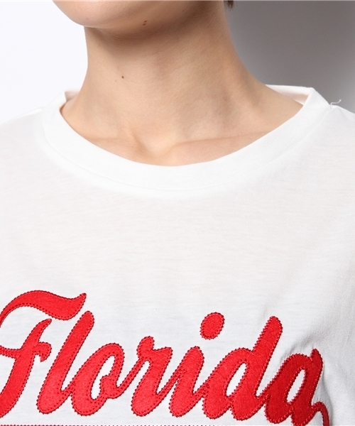 WEGO(ウィゴー)の「WEGO/ワッペン切替7分袖Tシャツ(Tシャツ/カットソー・レディース・ホワイト系その他/グリーン/ネイビー/オフホワイト・FREE)」の8枚目の写真