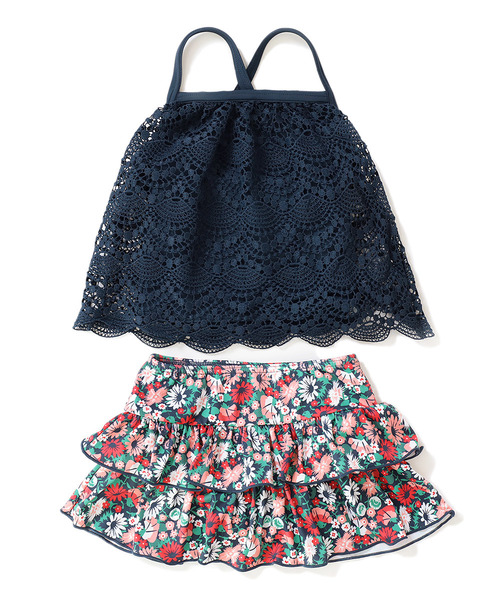 devirock（デビロック）の「レースキャミソールセパレート水着（水着・キッズ・ネイビー/ホワイト系その他/ホワイト系その他2・110cm/100cm/120cm/130cm/140cm/150cm）」の14枚目の写真