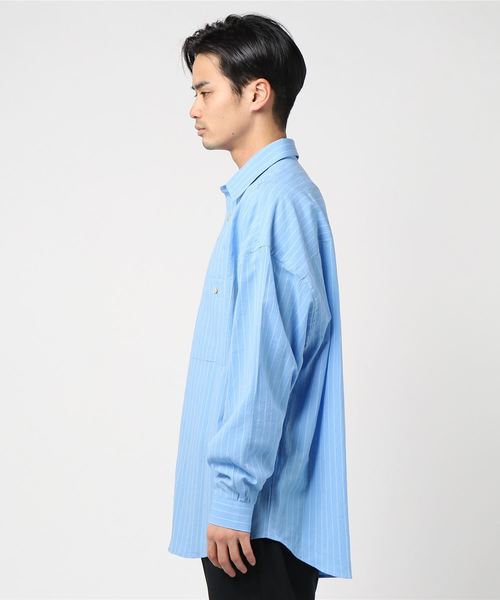 MAISON SPECIAL(メゾンスペシャル)の「プライムスーパービッグサイズストライプシャツ 【MAISON SPECIAL/メゾンスペシャル】(シャツ/ブラウス・メンズ・イエロー/サックスブルー・48/46)」の3枚目の写真