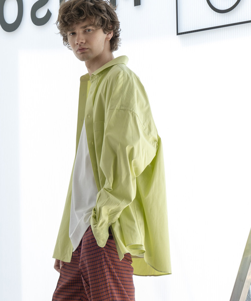 MAISON SPECIAL(メゾンスペシャル)の「プライムスーパービッグサイズストライプシャツ 【MAISON SPECIAL/メゾンスペシャル】(シャツ/ブラウス・メンズ・イエロー/サックスブルー・48/46)」の1枚目の写真