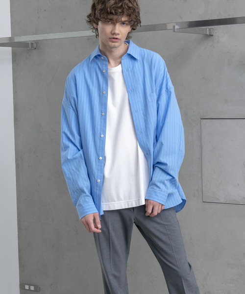 MAISON SPECIAL(メゾンスペシャル)の「プライムスーパービッグサイズストライプシャツ 【MAISON SPECIAL/メゾンスペシャル】(シャツ/ブラウス・メンズ・イエロー/サックスブルー・48/46)」の18枚目の写真