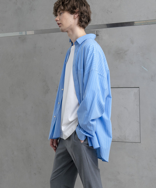 MAISON SPECIAL(メゾンスペシャル)の「プライムスーパービッグサイズストライプシャツ 【MAISON SPECIAL/メゾンスペシャル】(シャツ/ブラウス・メンズ・イエロー/サックスブルー・48/46)」の17枚目の写真