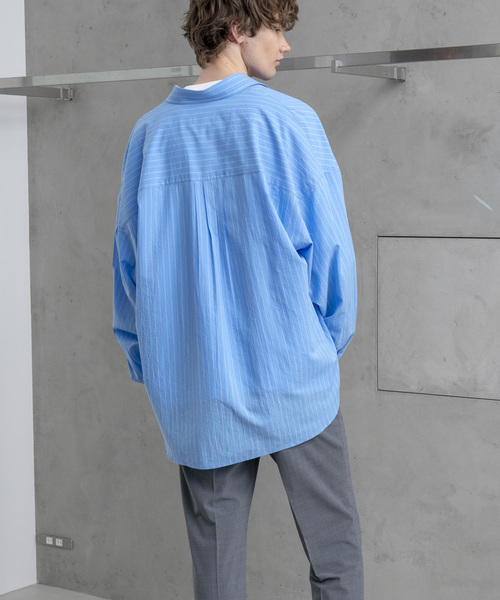 MAISON SPECIAL(メゾンスペシャル)の「プライムスーパービッグサイズストライプシャツ 【MAISON SPECIAL/メゾンスペシャル】(シャツ/ブラウス・メンズ・イエロー/サックスブルー・48/46)」の16枚目の写真