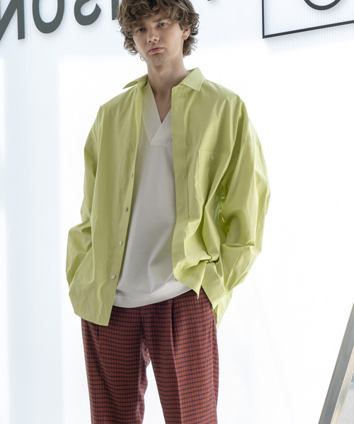 MAISON SPECIAL(メゾンスペシャル)の「プライムスーパービッグサイズストライプシャツ 【MAISON SPECIAL/メゾンスペシャル】(シャツ/ブラウス・メンズ・イエロー/サックスブルー・48/46)」の15枚目の写真