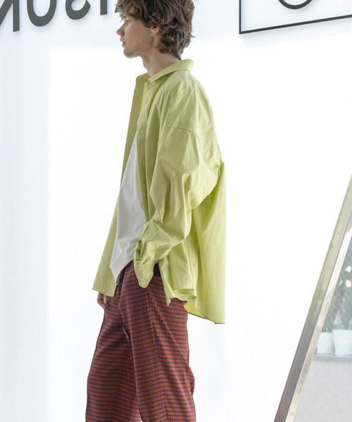 MAISON SPECIAL(メゾンスペシャル)の「プライムスーパービッグサイズストライプシャツ 【MAISON SPECIAL/メゾンスペシャル】(シャツ/ブラウス・メンズ・イエロー/サックスブルー・48/46)」の14枚目の写真