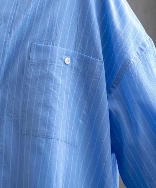MAISON SPECIAL(メゾンスペシャル)の「プライムスーパービッグサイズストライプシャツ 【MAISON SPECIAL/メゾンスペシャル】(シャツ/ブラウス・メンズ・イエロー/サックスブルー・48/46)」の12枚目の写真