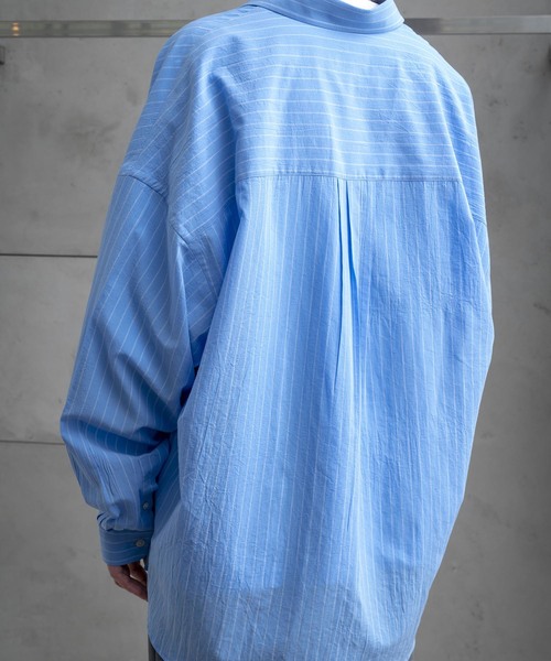 MAISON SPECIAL(メゾンスペシャル)の「プライムスーパービッグサイズストライプシャツ 【MAISON SPECIAL/メゾンスペシャル】(シャツ/ブラウス・メンズ・イエロー/サックスブルー・48/46)」の10枚目の写真