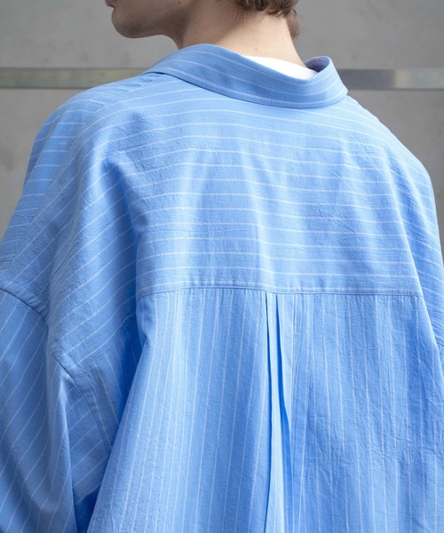 MAISON SPECIAL(メゾンスペシャル)の「プライムスーパービッグサイズストライプシャツ 【MAISON SPECIAL/メゾンスペシャル】(シャツ/ブラウス・メンズ・イエロー/サックスブルー・48/46)」の9枚目の写真