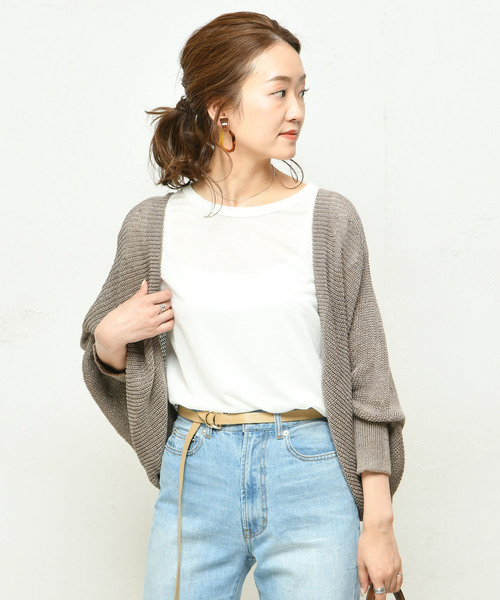 DouDou（ドゥドゥ）の「畦ボレロカーディガン（カーディガン/ボレロ・レディース・ベージュ/モカ・FREE）」の7枚目の写真