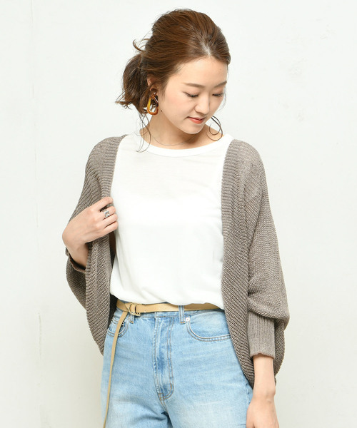 DouDou（ドゥドゥ）の「畦ボレロカーディガン（カーディガン/ボレロ・レディース・ベージュ/モカ・FREE）」の4枚目の写真