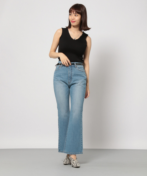 PAGEBOY（ページボーイ）の「ダメージVネックノースリニット（タンクトップ・レディース・ブラック/ダークブラウン/アイボリー/モカ・FREE）」の5枚目の写真