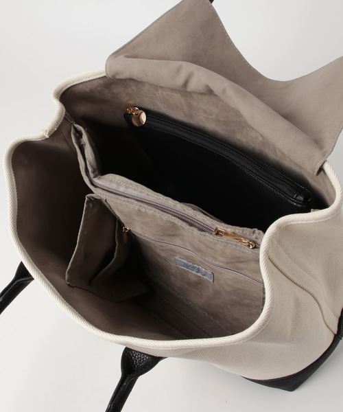 cache cache（カシュ カシュ）の「カシュカシュ cachecache / パーテーションキャンバストートバッグL（トートバッグ・レディース・ブラック/ネイビー/グレー/レッド/カーキ/キャメル/パイソン/ベージュ系その他/レオパード/シルバー/ゴールド/イエロー/アイボリー/ライトブルー・FREE）」の20枚目の写真