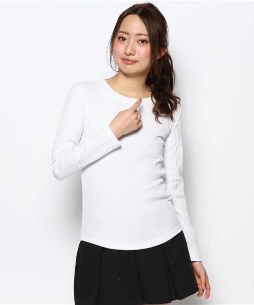 Kastane（カスタネ）の「【Kastane】リブプルオーバー（Tシャツ/カットソー・レディース・ブラック/ホワイト/ブルー・FREE）」の4枚目の写真