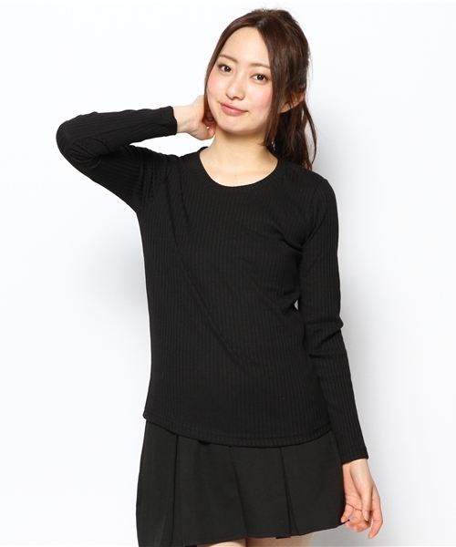 Kastane（カスタネ）の「【Kastane】リブプルオーバー（Tシャツ/カットソー・レディース・ブラック/ホワイト/ブルー・FREE）」の5枚目の写真