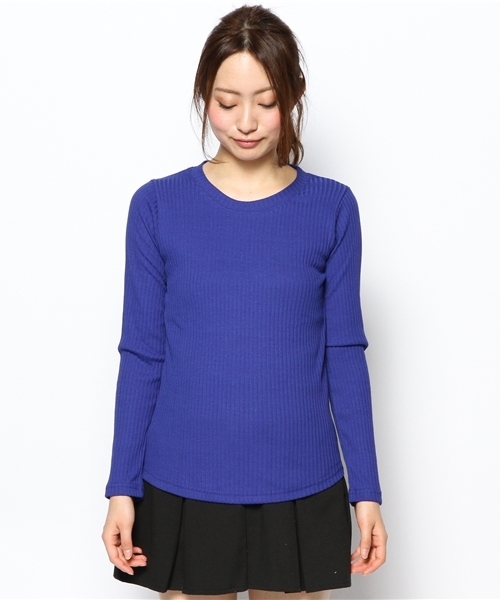 Kastane（カスタネ）の「【Kastane】リブプルオーバー（Tシャツ/カットソー・レディース・ブラック/ホワイト/ブルー・FREE）」の6枚目の写真