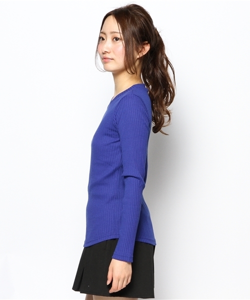 Kastane（カスタネ）の「【Kastane】リブプルオーバー（Tシャツ/カットソー・レディース・ブラック/ホワイト/ブルー・FREE）」の7枚目の写真