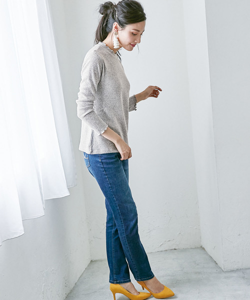 BELLUNA（ベルーナ）の「起毛素材メロウネックプルオーバー（Tシャツ/カットソー・レディース・ホワイト/ライトグレー/ブラック/ピンク・MEDIUM/LARGE/X-LARGE/XX-LARGE/XXX-LARGE/XXXX-LARGE）」の14枚目の写真