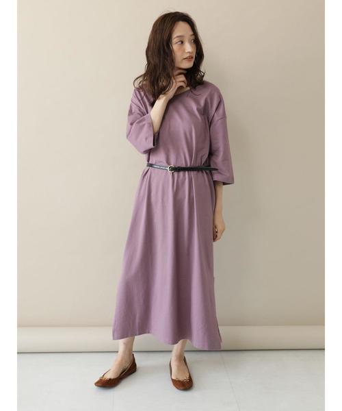 earth music&ecology（アースミュージックアンドエコロジー）の「8col オーガニックコットンVネックワンピース ＊（ワンピース・レディース・ブラック/パープル/ブラウン/グリーン/ボルドー/マスタード/ダークブルー/ダークベージュ・FREE）」の18枚目の写真