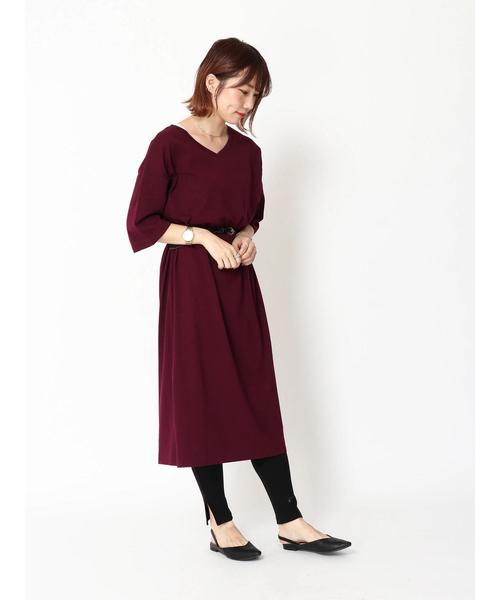 earth music&ecology（アースミュージックアンドエコロジー）の「8col オーガニックコットンVネックワンピース ＊（ワンピース・レディース・ブラック/パープル/ブラウン/グリーン/ボルドー/マスタード/ダークブルー/ダークベージュ・FREE）」の19枚目の写真