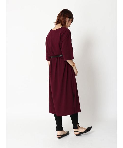 earth music&ecology（アースミュージックアンドエコロジー）の「8col オーガニックコットンVネックワンピース ＊（ワンピース・レディース・ブラック/パープル/ブラウン/グリーン/ボルドー/マスタード/ダークブルー/ダークベージュ・FREE）」の20枚目の写真