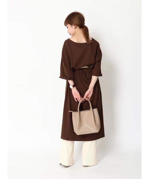 earth music&ecology（アースミュージックアンドエコロジー）の「8col オーガニックコットンVネックワンピース ＊（ワンピース・レディース・ブラック/パープル/ブラウン/グリーン/ボルドー/マスタード/ダークブルー/ダークベージュ・FREE）」の22枚目の写真