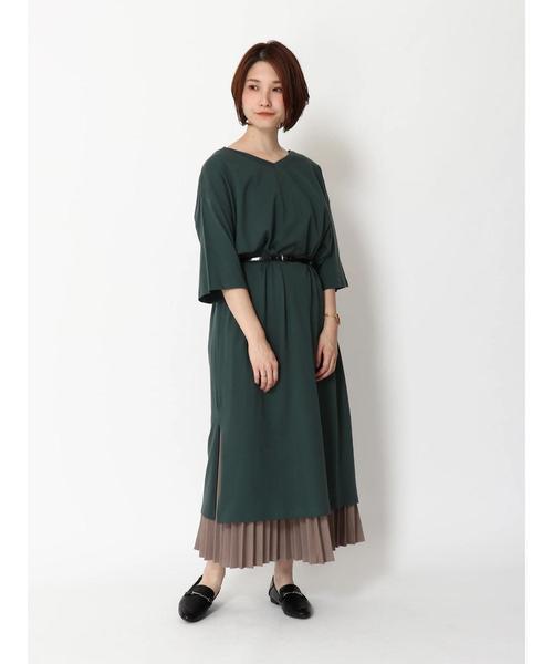 earth music&ecology（アースミュージックアンドエコロジー）の「8col オーガニックコットンVネックワンピース ＊（ワンピース・レディース・ブラック/パープル/ブラウン/グリーン/ボルドー/マスタード/ダークブルー/ダークベージュ・FREE）」の15枚目の写真