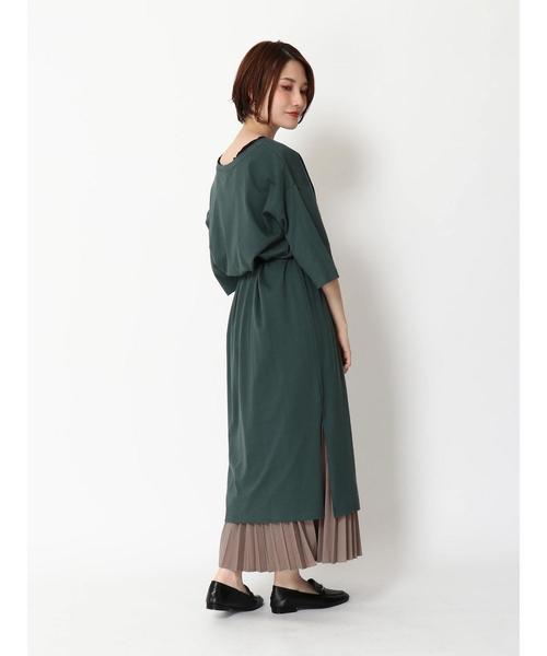 earth music&ecology（アースミュージックアンドエコロジー）の「8col オーガニックコットンVネックワンピース ＊（ワンピース・レディース・ブラック/パープル/ブラウン/グリーン/ボルドー/マスタード/ダークブルー/ダークベージュ・FREE）」の16枚目の写真