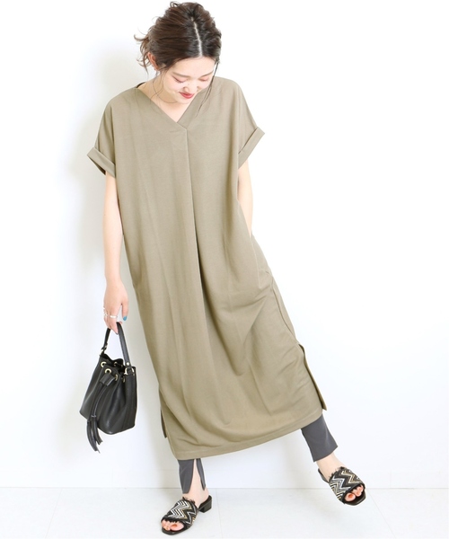 B.C STOCK（ベーセーストック）の「《追加》カットミラノスキッパーワンピース◆（ワンピース・レディース・ブラック/カーキ/キャメル・FREE）」の3枚目の写真