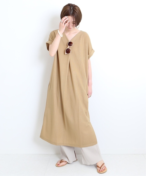 B.C STOCK（ベーセーストック）の「《追加》カットミラノスキッパーワンピース◆（ワンピース・レディース・ブラック/カーキ/キャメル・FREE）」の6枚目の写真