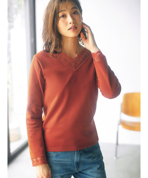 GeeRA(ジーラ)の「スカラップレース裏シャギープルオーバー(Tシャツ/カットソー・レディース・ブラック/ブラウン/オフホワイト・SMALL/X-LARGE/LARGE/MEDIUM)」の1枚目の写真