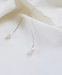 ISS：ウェーブ　パールロングピアス 19P-15s