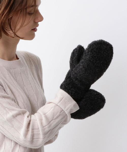 COLD BREAKER(コールドブレーカー)の「<COLD BREAKER>BOA MITTENS/ミトン(手袋・レディース・ライトグレー/ブラック/ブラウン・FREE)」の2枚目の写真