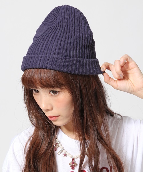 HARE（ハレ）の「コットンワッチ【HARE】（ニットキャップ/ビーニー・レディース・オフホワイト/グレー/ネイビー/ボルドー・ONE SIZE）」の4枚目の写真