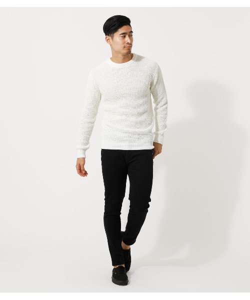 AZUL by moussy（アズールバイマウジー）の「WAFFLE STITCH CN KNIT/ワッフルステッチクルーネックニット（ニット/セーター・メンズ・ブラック/オフホワイト/グレー系その他・SMALL/MEDIUM/LARGE）」の17枚目の写真