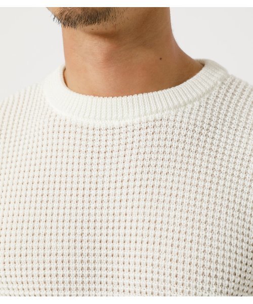 AZUL by moussy（アズールバイマウジー）の「WAFFLE STITCH CN KNIT/ワッフルステッチクルーネックニット（ニット/セーター・メンズ・ブラック/オフホワイト/グレー系その他・SMALL/MEDIUM/LARGE）」の13枚目の写真