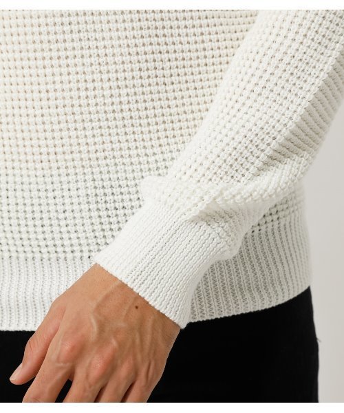AZUL by moussy（アズールバイマウジー）の「WAFFLE STITCH CN KNIT/ワッフルステッチクルーネックニット（ニット/セーター・メンズ・ブラック/オフホワイト/グレー系その他・SMALL/MEDIUM/LARGE）」の12枚目の写真