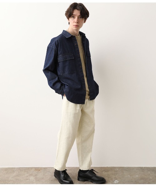 JUNRED（ジュンレッド）の「【ビッグシルエット】デニムCPOシャツ（シャツ/ブラウス・メンズ・ブルー/ネイビー・S/M/L）」の14枚目の写真
