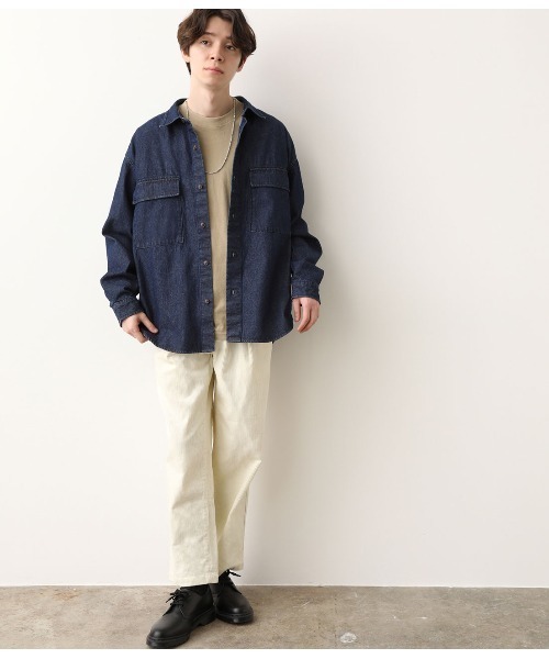 JUNRED（ジュンレッド）の「【ビッグシルエット】デニムCPOシャツ（シャツ/ブラウス・メンズ・ブルー/ネイビー・S/M/L）」の15枚目の写真